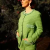 Zoey Deutch Tweed Jacket Green