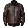 Air Force Brown Distressed Leather A2 Bomber Jacket