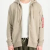 Alpha Industries Back Print Zip Hoodie Beige