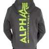 Alpha Industries Back Print Zip Hoodie Dark grey