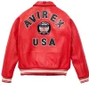 Avirex Icon Leather Bomber Jacket Red