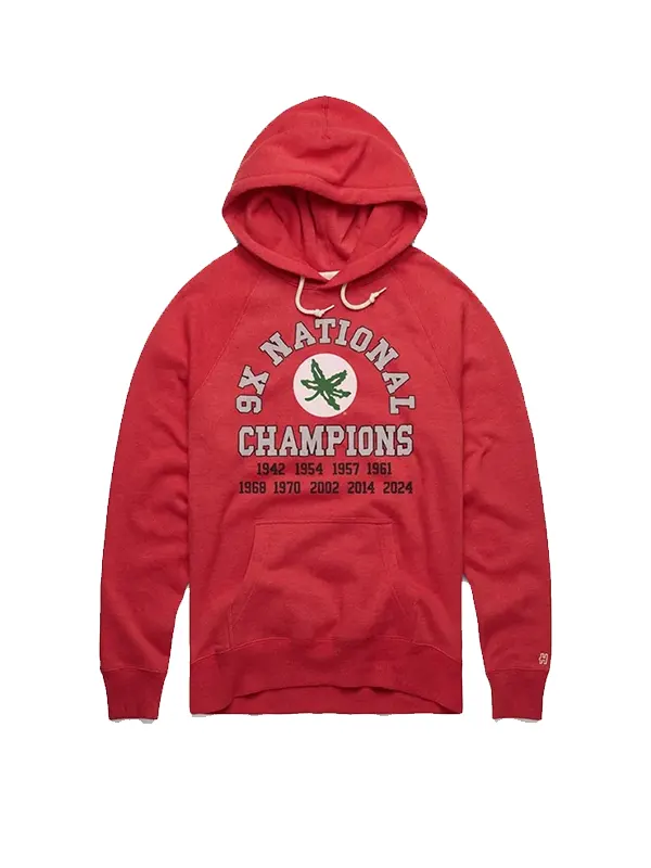 Ohio State 9X National Champions Red Hoodie Unisex