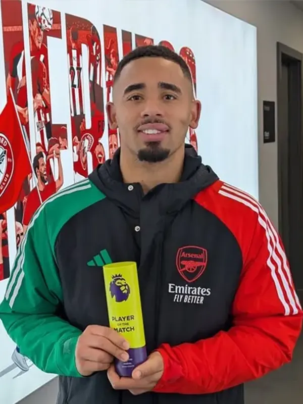 POTM Award Gabriel Jesus Arsenal Adidas Puffer Jacket