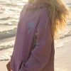 Pink Palm Puff Everything Comes In Waves Oversized Hoodie