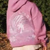 Pink Palm Puff Everything Comes In Waves Oversized Pullover Hoodie