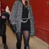 Taylor Swift Chiefs Texans Game Tweed Coat Black And White